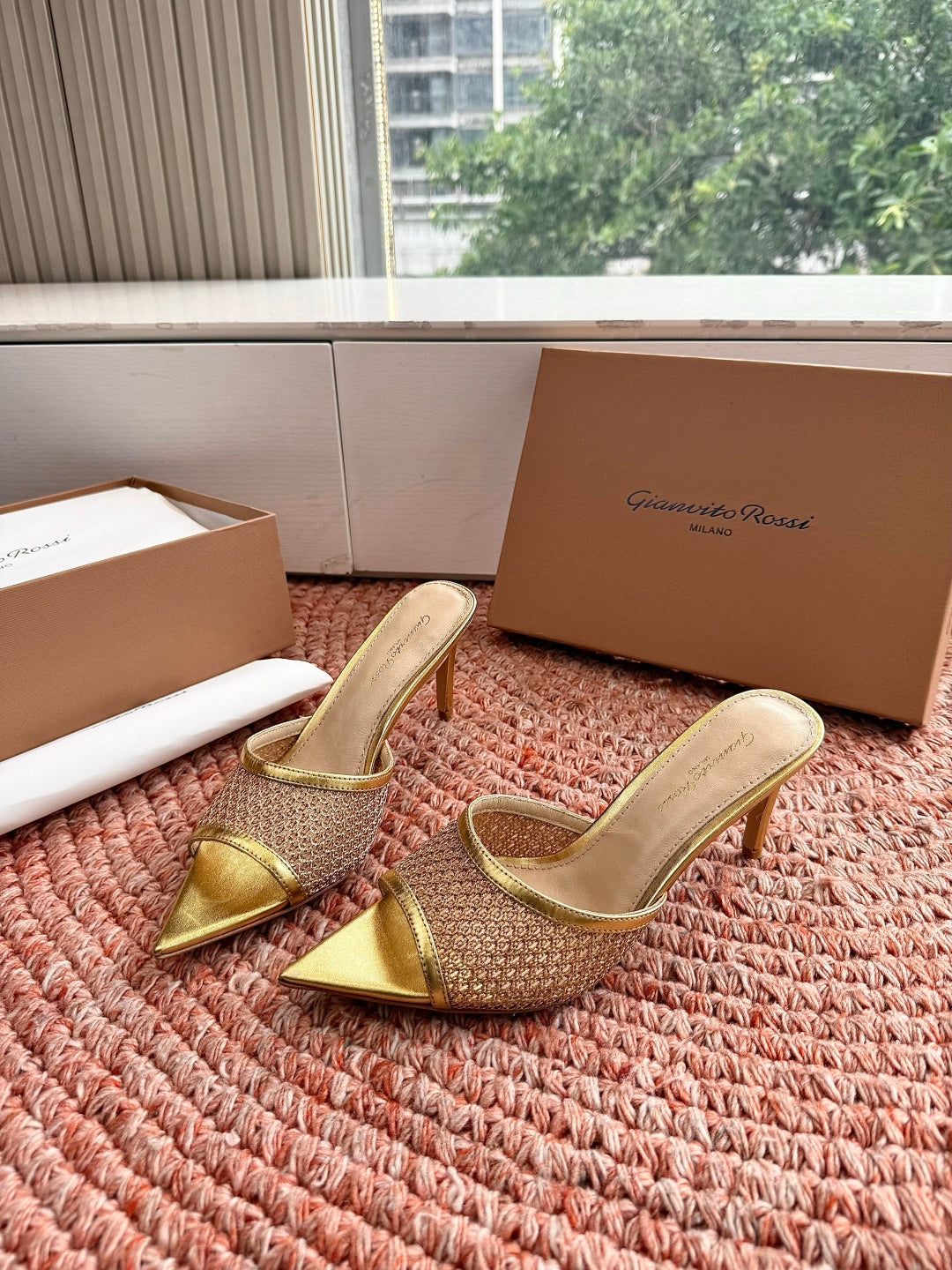Gianvito Rossi Mesh Slide Sandals
