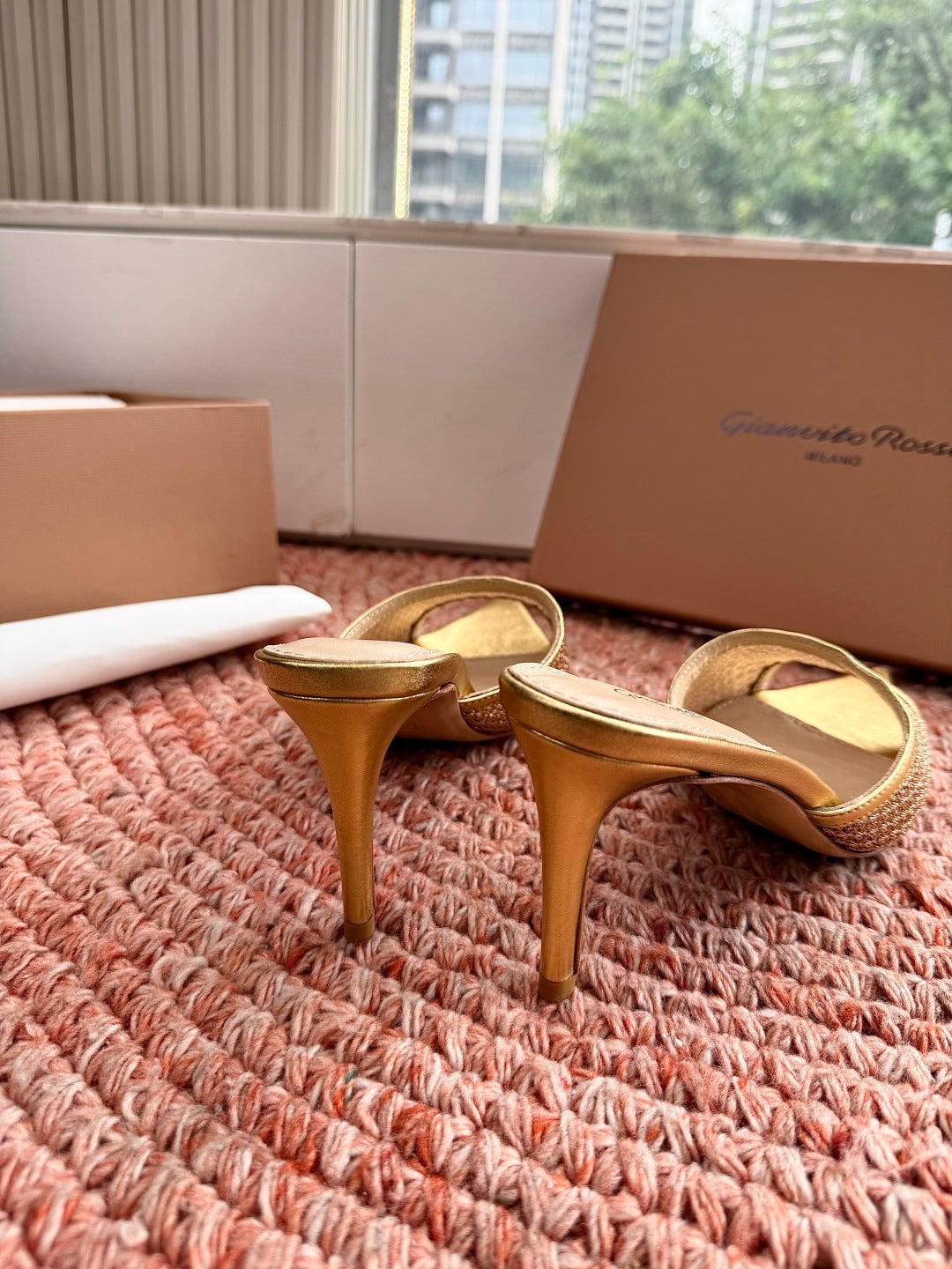 Gianvito Rossi Mesh Slide Sandals