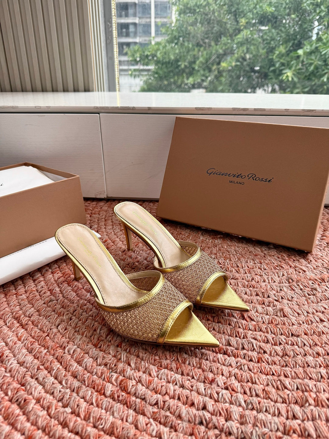Gianvito Rossi Mesh Slide Sandals