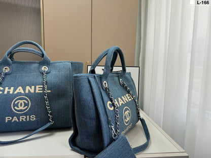 Chanel Striped Woven Beach Tote Bag