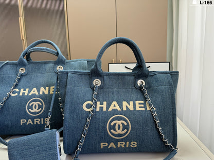 Chanel Striped Woven Beach Tote Bag