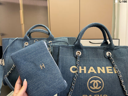 Chanel Striped Woven Beach Tote Bag