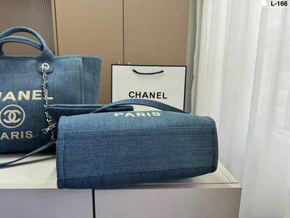 Chanel Striped Woven Beach Tote Bag