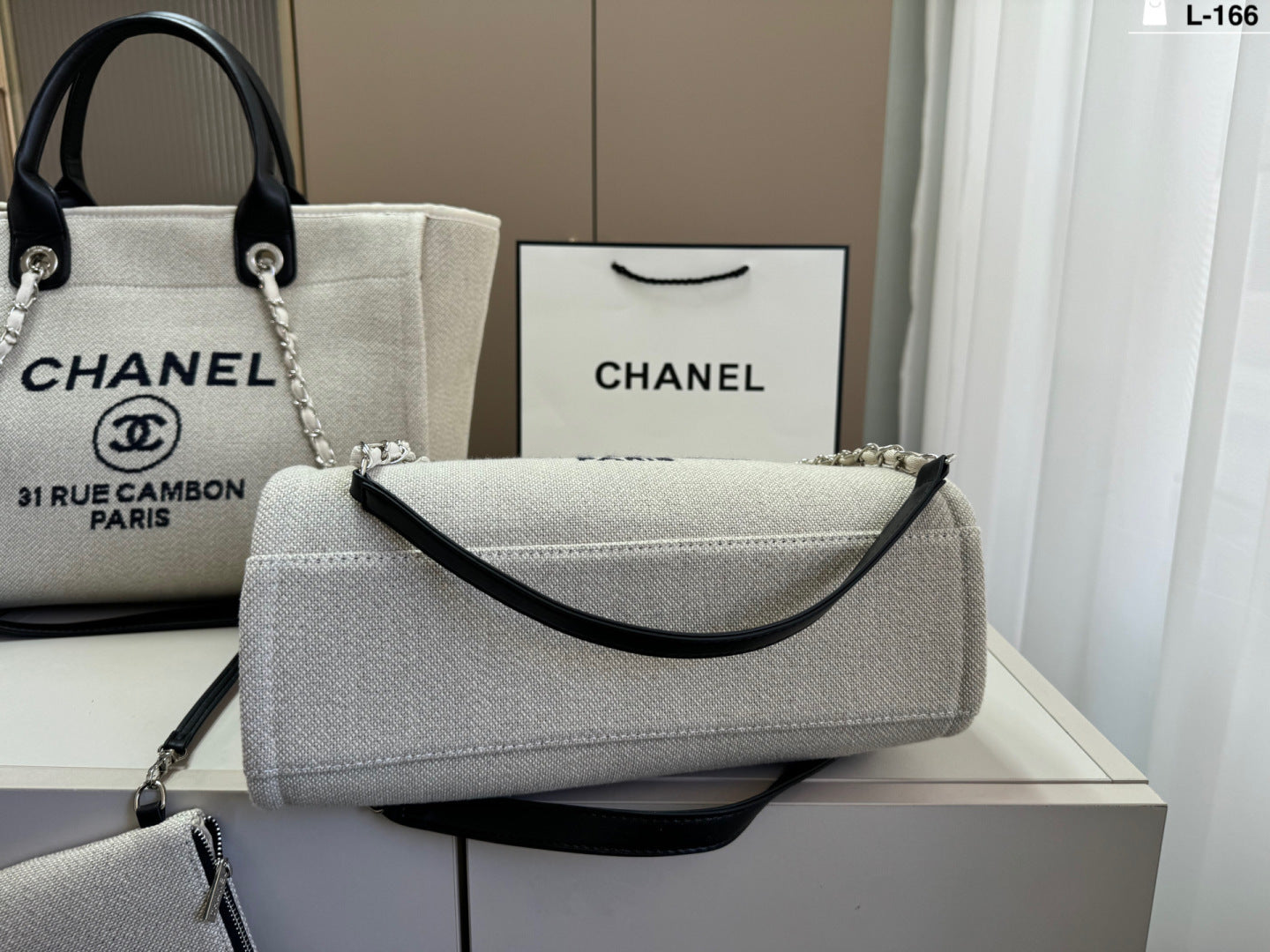 Chanel Canvas Cambon Paris Beach Tote Bag