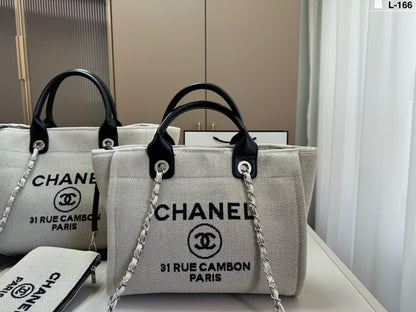 Chanel Canvas Cambon Paris Beach Tote Bag