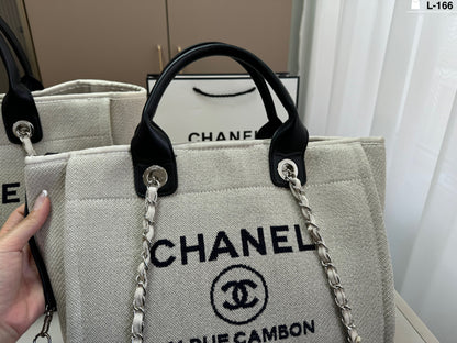 Chanel Canvas Cambon Paris Beach Tote Bag
