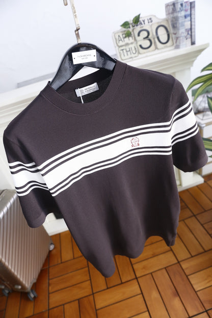 Brunello Cucinelli Striped Round-Neck T-Shirt – Summer Collection – 2026