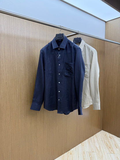 Loewe Minimalist Linen-Cotton Long Sleeve Shirt – Spring/Summer Collection – 25SS