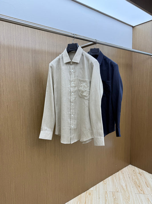 Loewe Minimalist Linen-Cotton Long Sleeve Shirt – Spring/Summer Collection – 25SS
