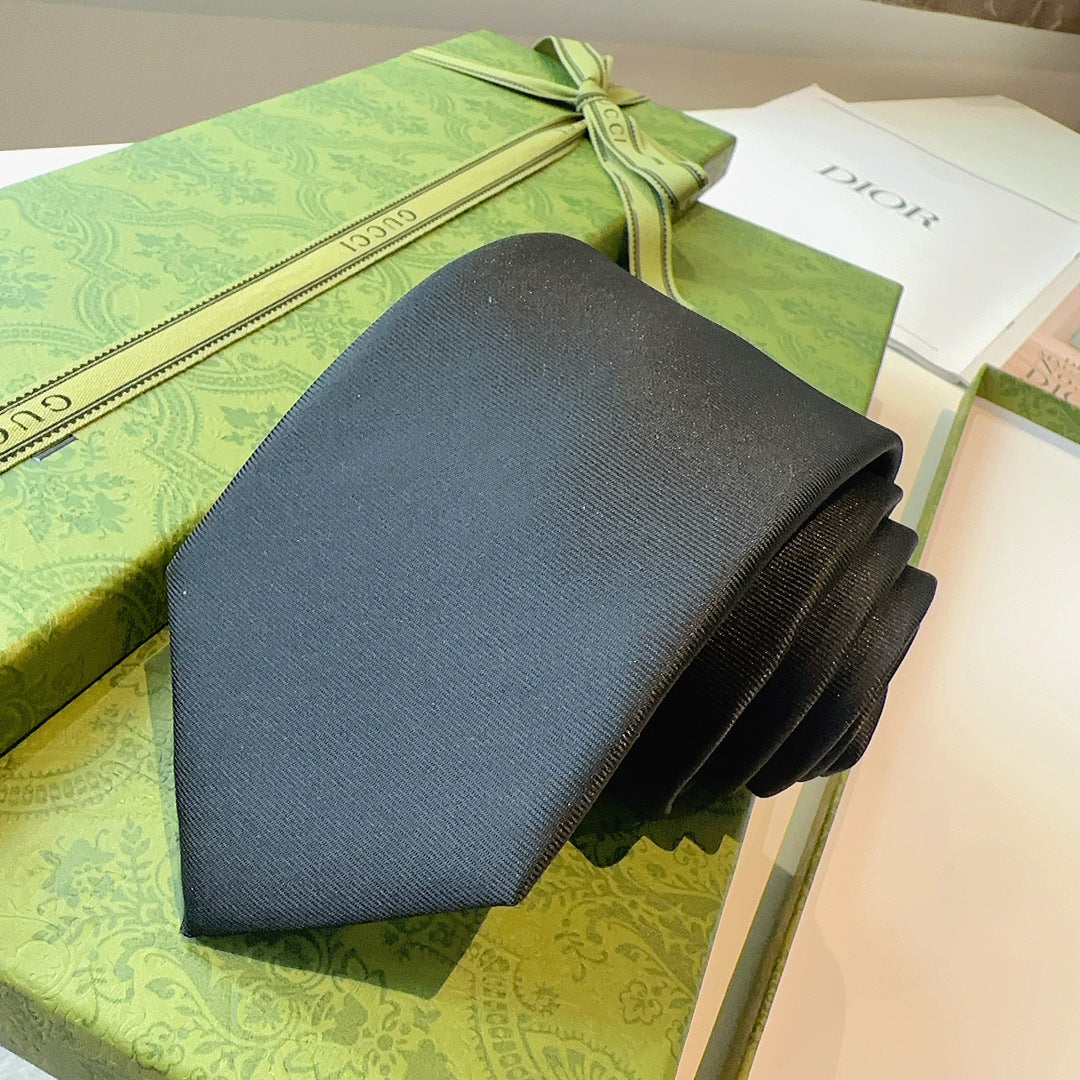 Gucci Silk Tie with Gold Bee Embroidery
