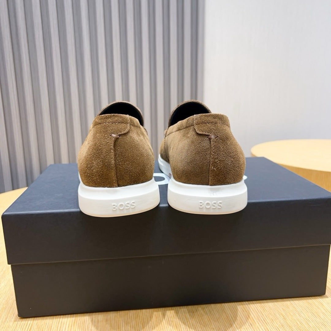 Boss Men's Suede Layered Slip-On Loafers