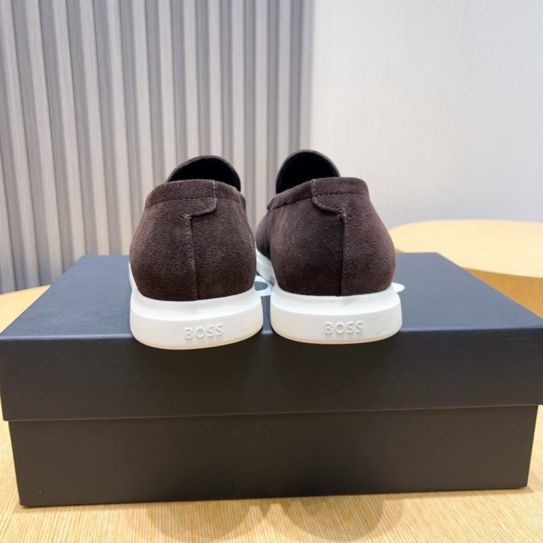Boss Men's Suede Layered Slip-On Loafers