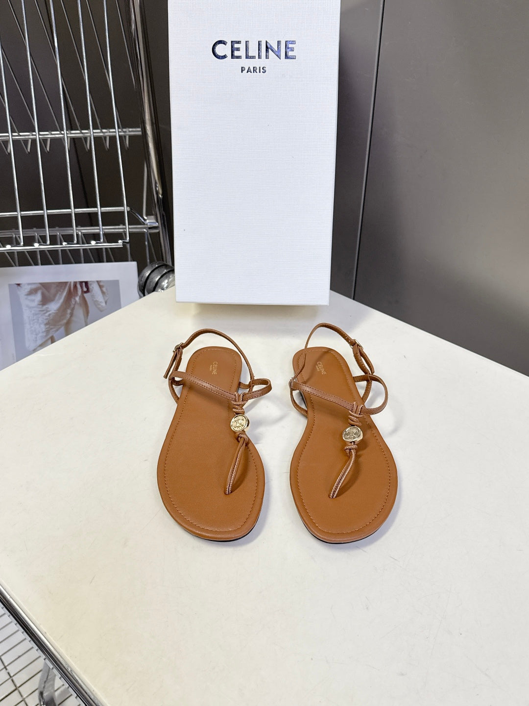 Celine Triomphe T-Strap Flat Sandals – Spring/Summer Collection