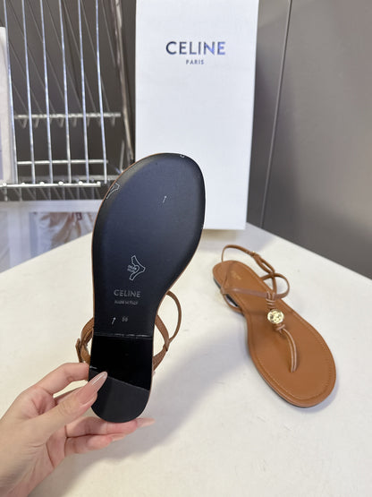 Celine Triomphe T-Strap Flat Sandals – Spring/Summer Collection