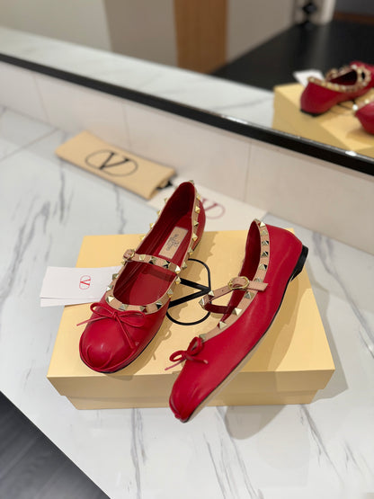 Valentino Studded Leather Ballet Flats