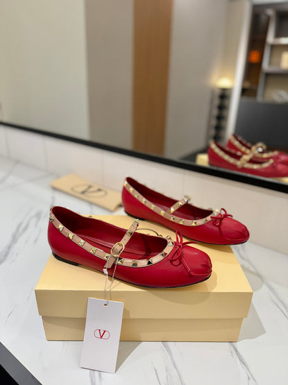 Valentino Studded Leather Ballet Flats