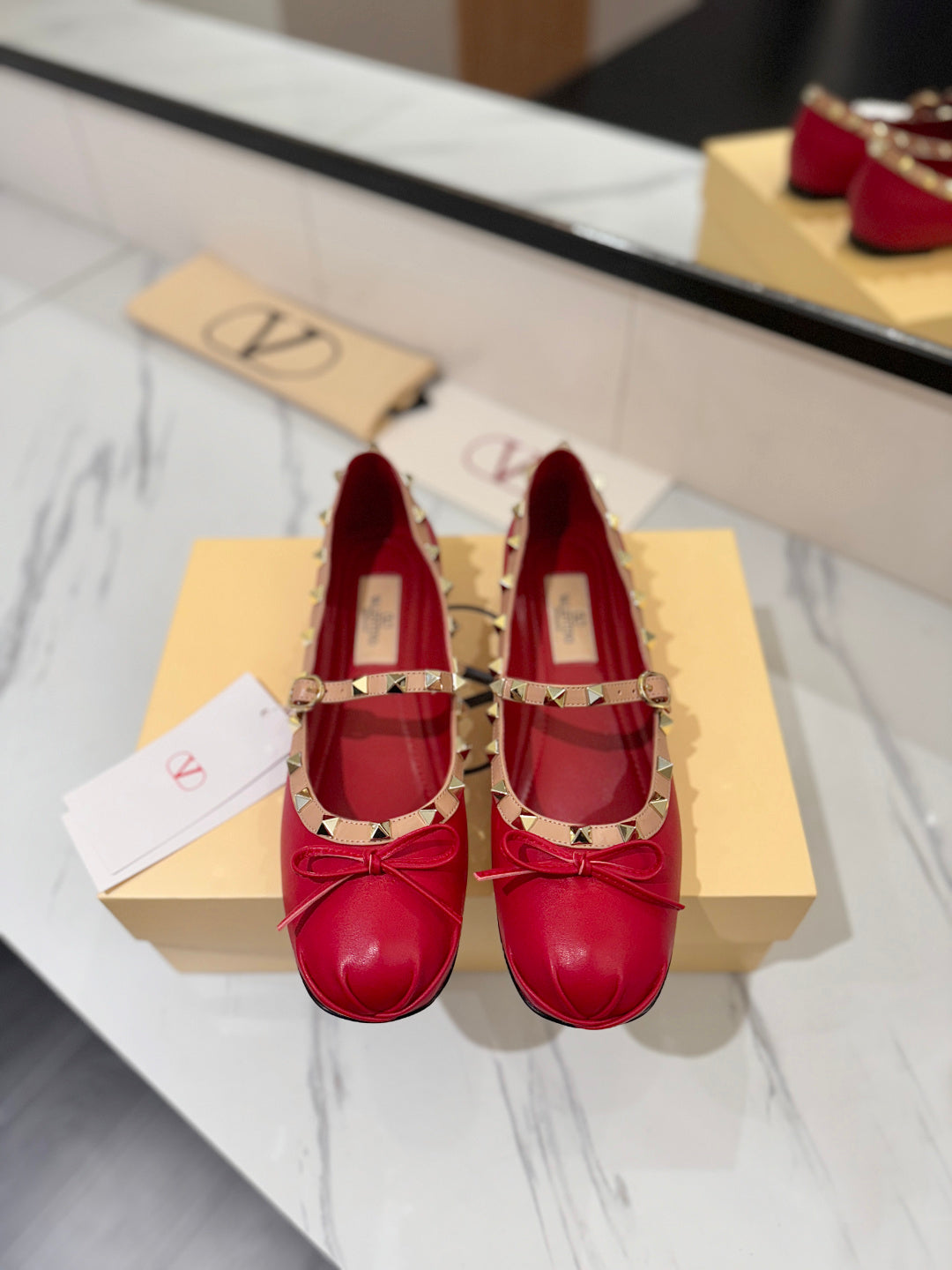 Valentino Studded Leather Ballet Flats
