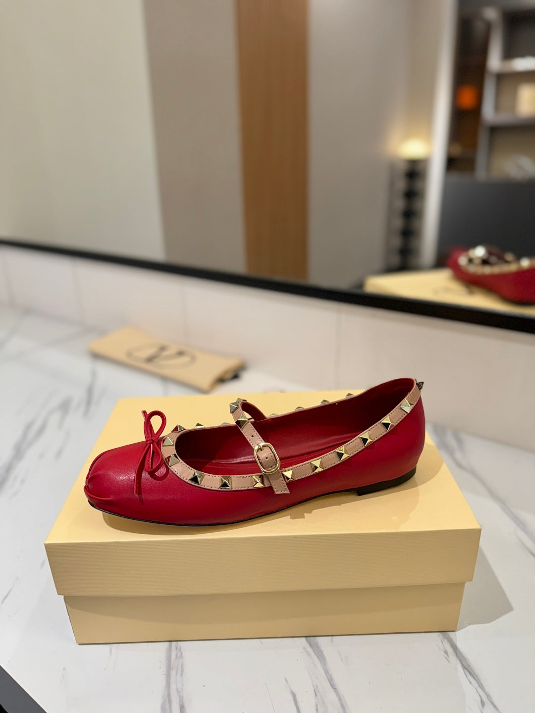 Valentino Studded Leather Ballet Flats