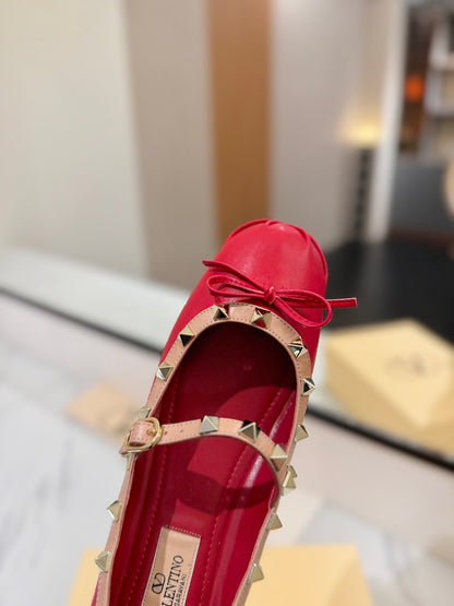 Valentino Studded Leather Ballet Flats