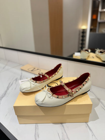 Valentino Studded Leather Ballet Flats