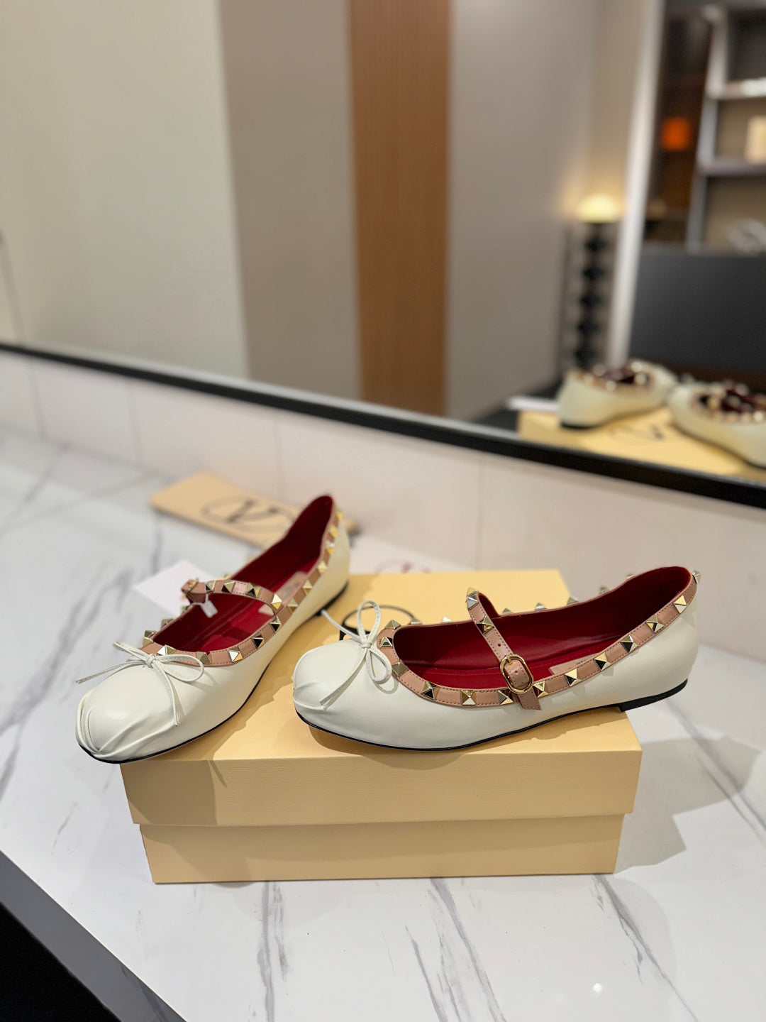 Valentino Studded Leather Ballet Flats