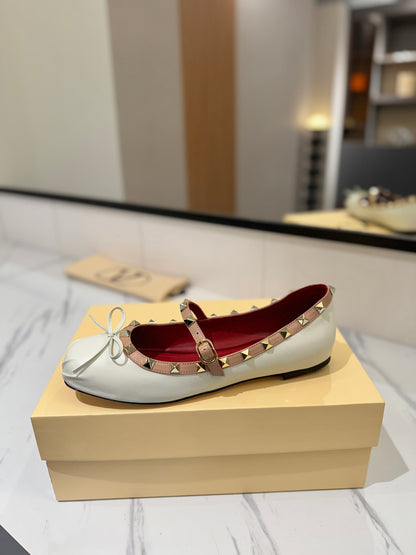 Valentino Studded Leather Ballet Flats