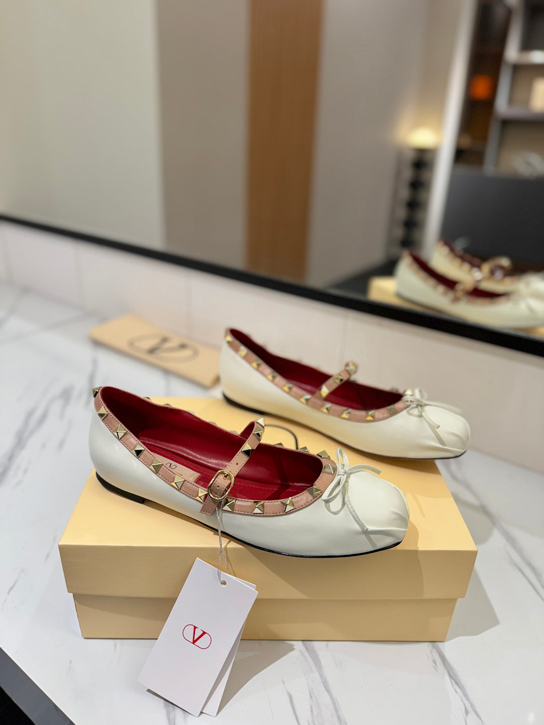 Valentino Studded Leather Ballet Flats
