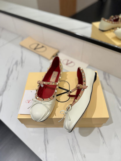 Valentino Studded Leather Ballet Flats