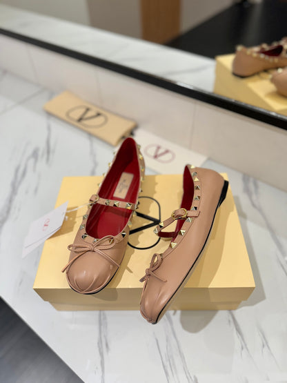 Valentino Studded Leather Ballet Flats