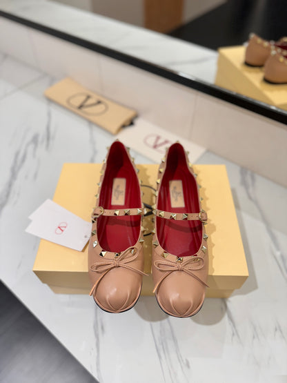 Valentino Studded Leather Ballet Flats