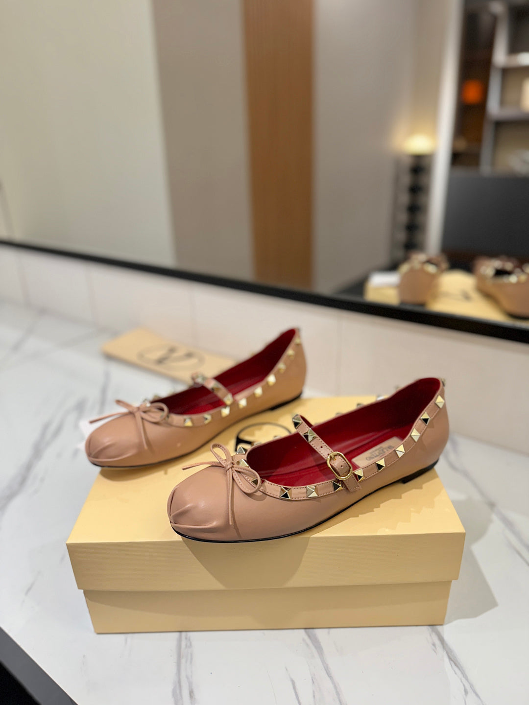 Valentino Studded Leather Ballet Flats