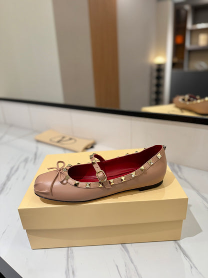 Valentino Studded Leather Ballet Flats