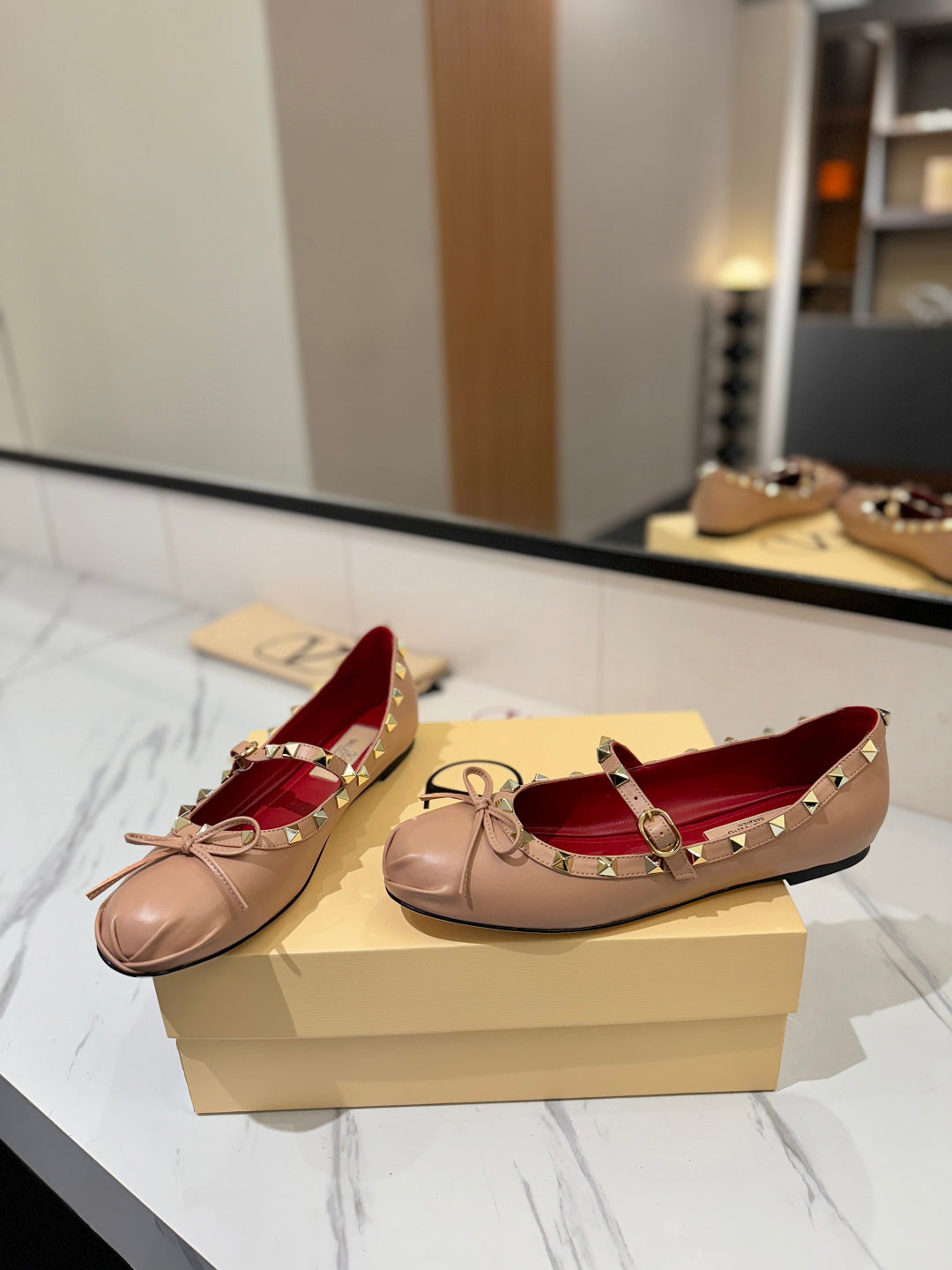 Valentino Studded Leather Ballet Flats