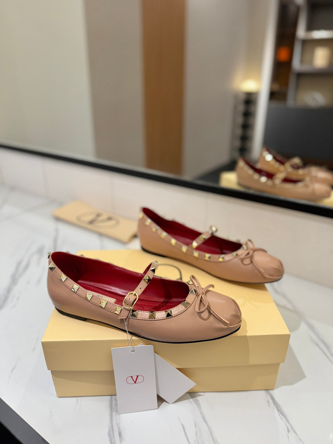 Valentino Studded Leather Ballet Flats