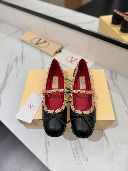 Valentino Studded Leather Ballet Flats