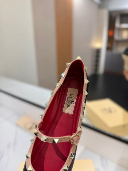Valentino Studded Leather Ballet Flats