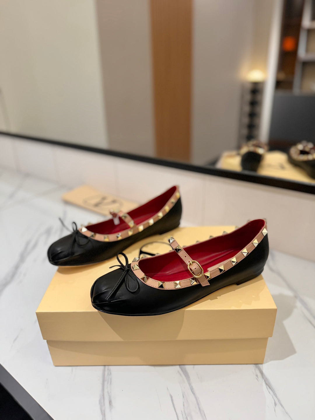Valentino Studded Leather Ballet Flats
