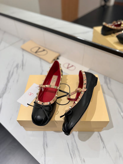 Valentino Studded Leather Ballet Flats