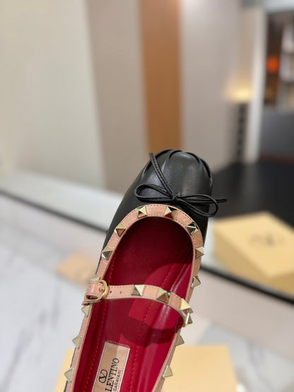 Valentino Studded Leather Ballet Flats