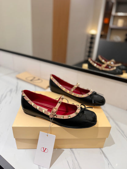 Valentino Studded Leather Ballet Flats