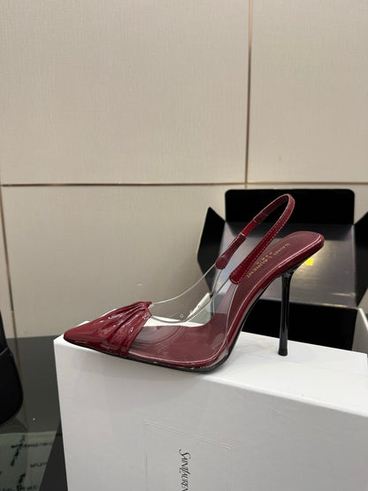 Saint Laurent Creased Pointed-Toe Slingback Sandals – Spring/Summer Collection – 26WF