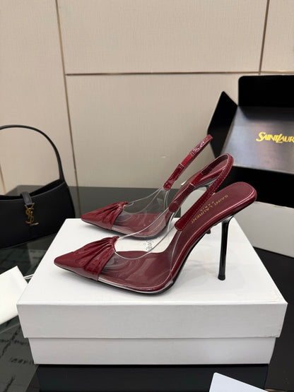 Saint Laurent Creased Pointed-Toe Slingback Sandals – Spring/Summer Collection – 26WF