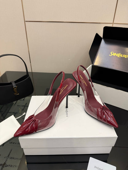 Saint Laurent Creased Pointed-Toe Slingback Sandals – Spring/Summer Collection – 26WF