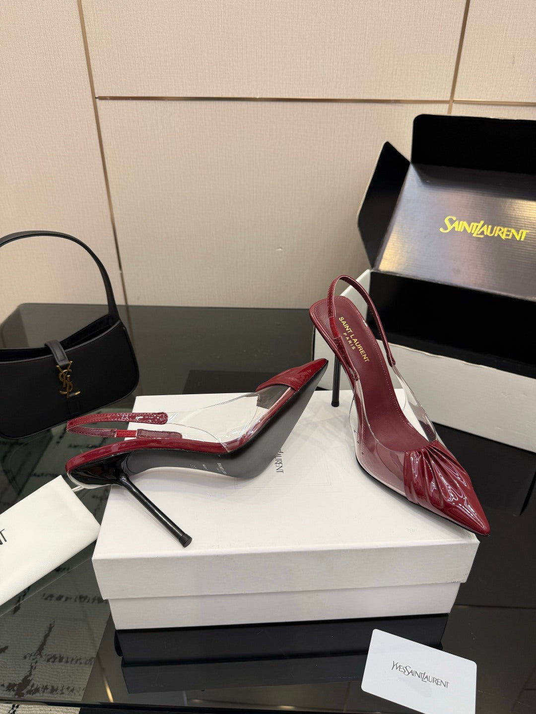 Saint Laurent Creased Pointed-Toe Slingback Sandals – Spring/Summer Collection – 26WF