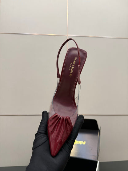 Saint Laurent Creased Pointed-Toe Slingback Sandals – Spring/Summer Collection – 26WF
