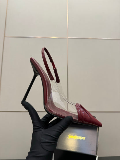 Saint Laurent Creased Pointed-Toe Slingback Sandals – Spring/Summer Collection – 26WF