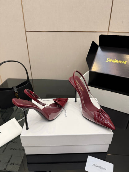 Saint Laurent Creased Pointed-Toe Slingback Sandals – Spring/Summer Collection – 26WF
