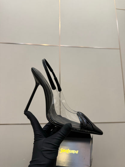 Saint Laurent Creased Pointed-Toe Slingback Sandals – Spring/Summer Collection – 26WF