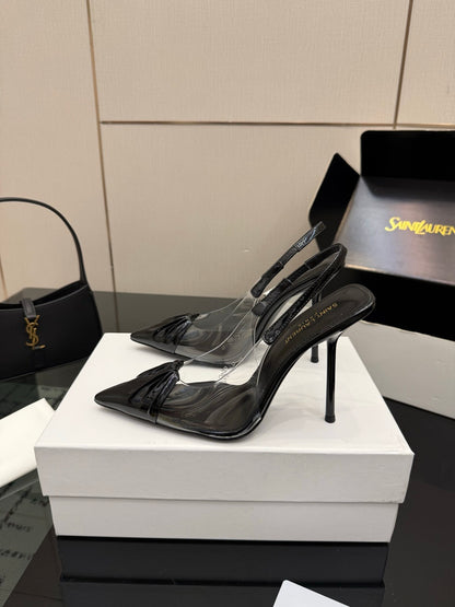 Saint Laurent Creased Pointed-Toe Slingback Sandals – Spring/Summer Collection – 26WF