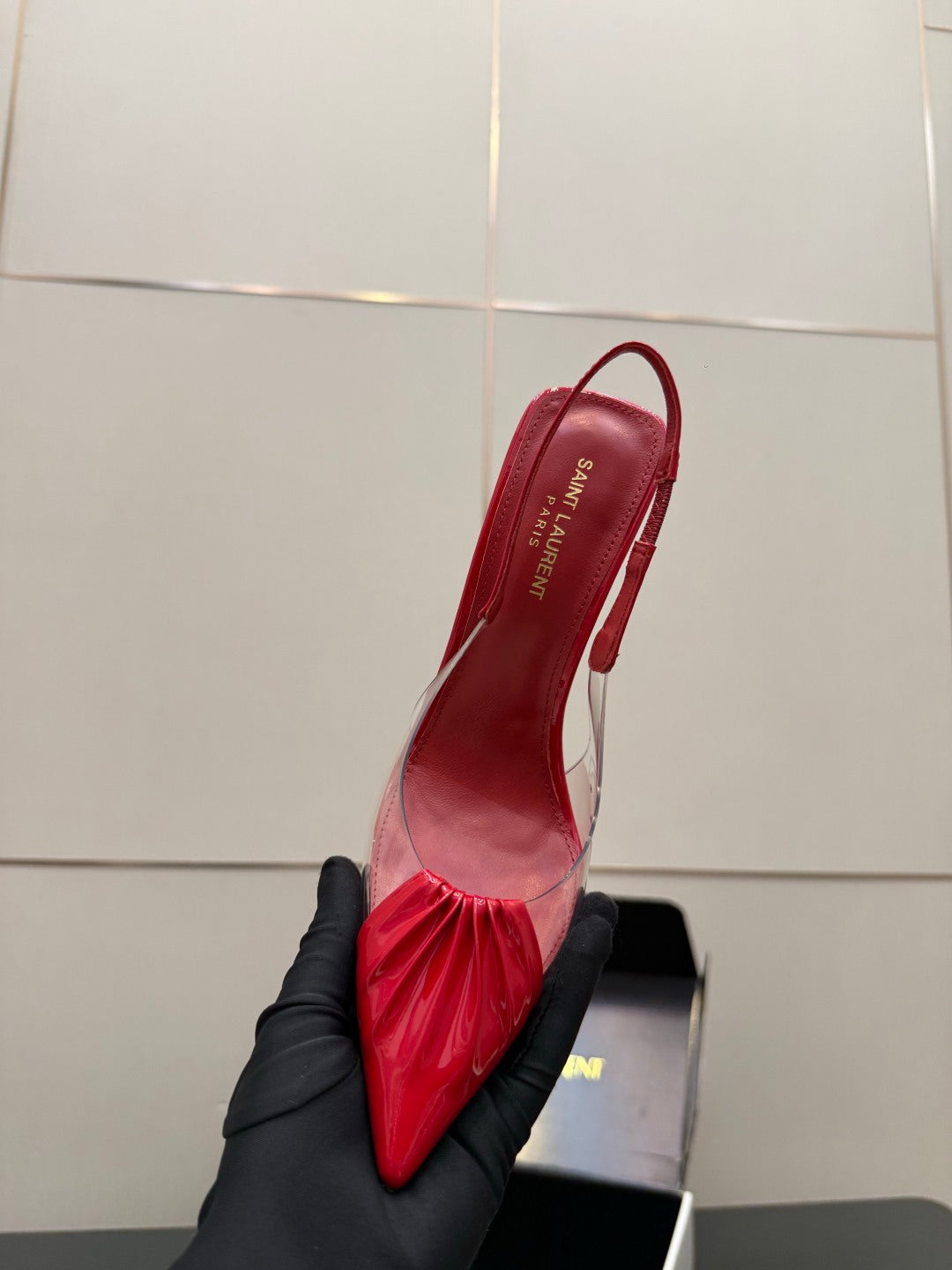 Saint Laurent Creased Pointed-Toe Slingback Sandals – Spring/Summer Collection – 26WF
